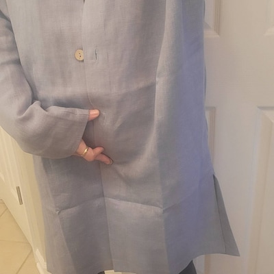 CLEMENTINE Linen Dress / Kimono Summer Dress With Belt / Navy Blue Midi ...