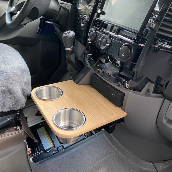 Sprinter Van Bamboo Snack Tray: Stainless Steel Cup Holders - Etsy