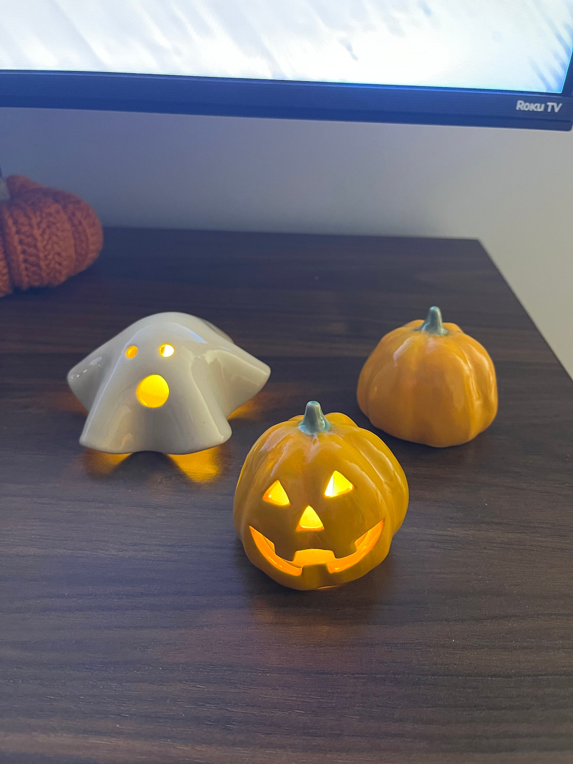 Handmade Ceramic Ghost Tea Light Holder