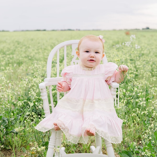 Light Pink Heirloom Dress with White Lace