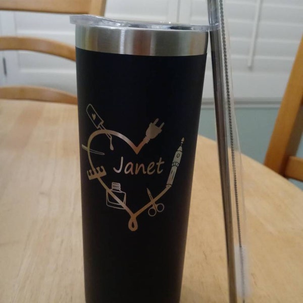 20 Oz Skinny Tall Tumbler Stainless Steel Vacuum Insulated Travel Mug Cup With Straw Same Spit Different Day Funny Dentist Dental Assistant Hygienist