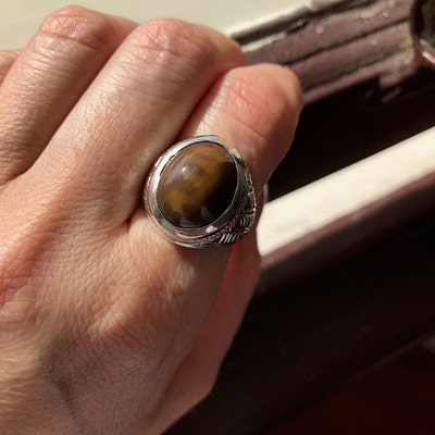 Anello Sufi Yemenita In Argento 925 Con Akik Rosso (Agata) &ndash; Cabochon 35 Carati &ndash; Fatto A Mano &ndash; Unisex