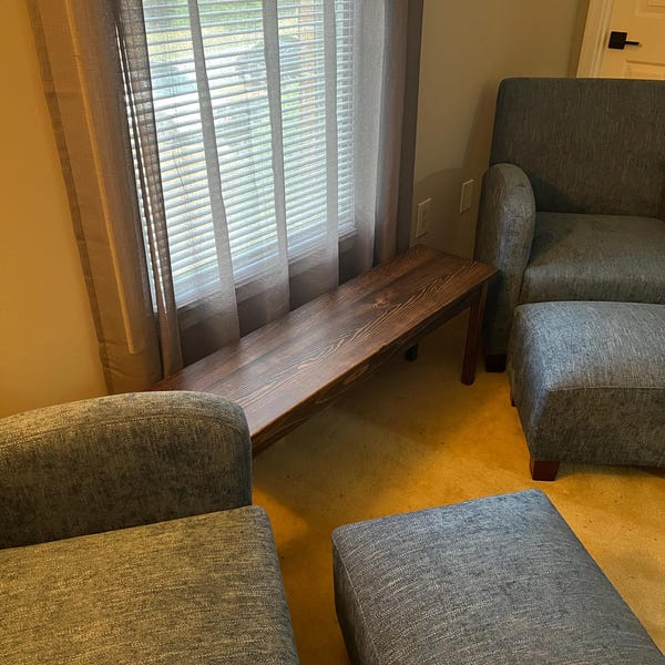 Custom Narrow Coffee Table for Small Space / Skinny Handmade Coffee