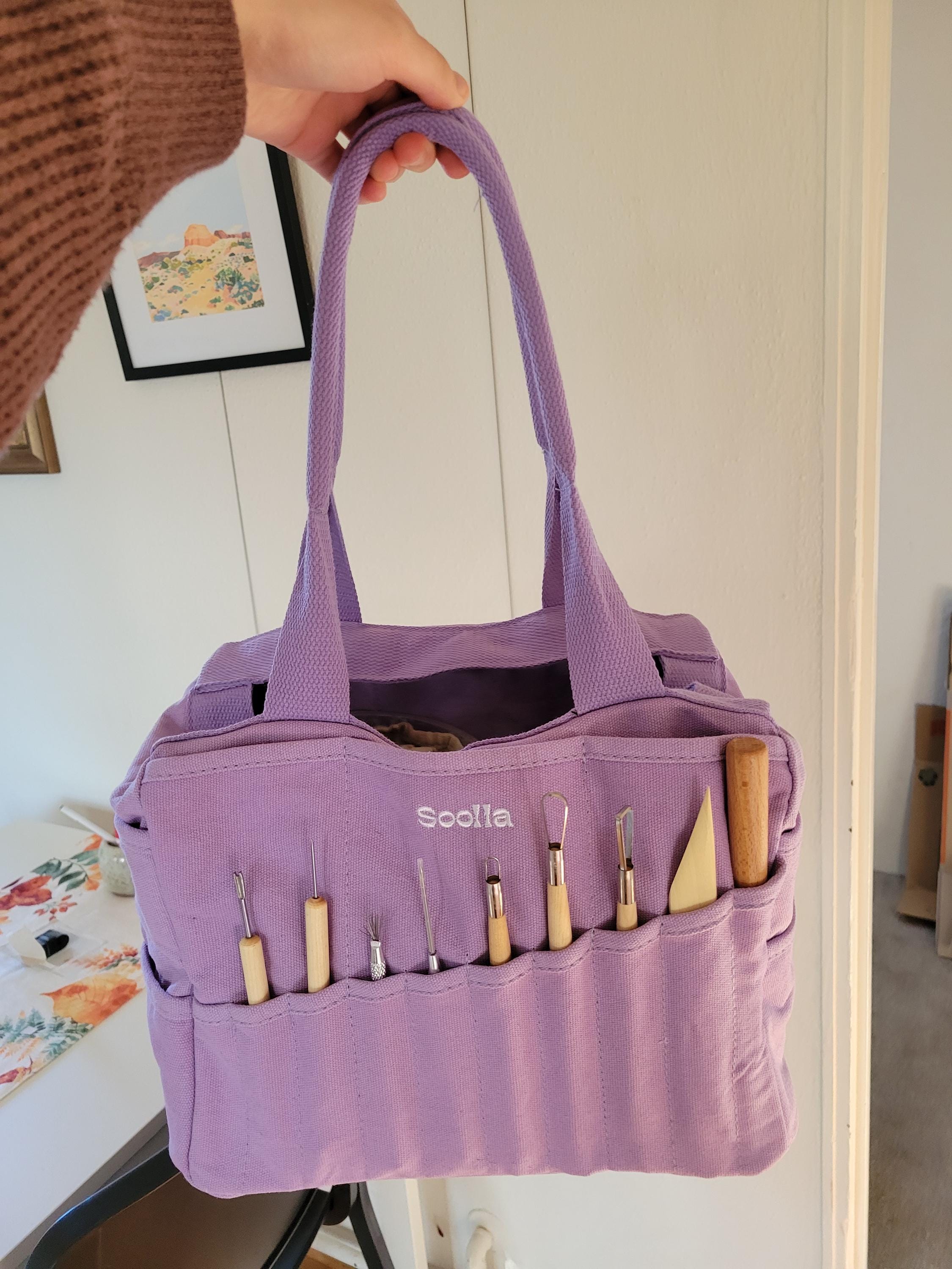 Lilac Love Soolla® Studio Artist Bag, Art Supply & Pottery Tool Bag, Art Supplies Organizer, Knitting Project Bag, Crochet Lavender, Gift