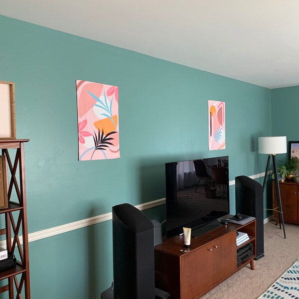 Daisy Oil Painting Art Print. Aesthetic Painting Wall Decor. Mid