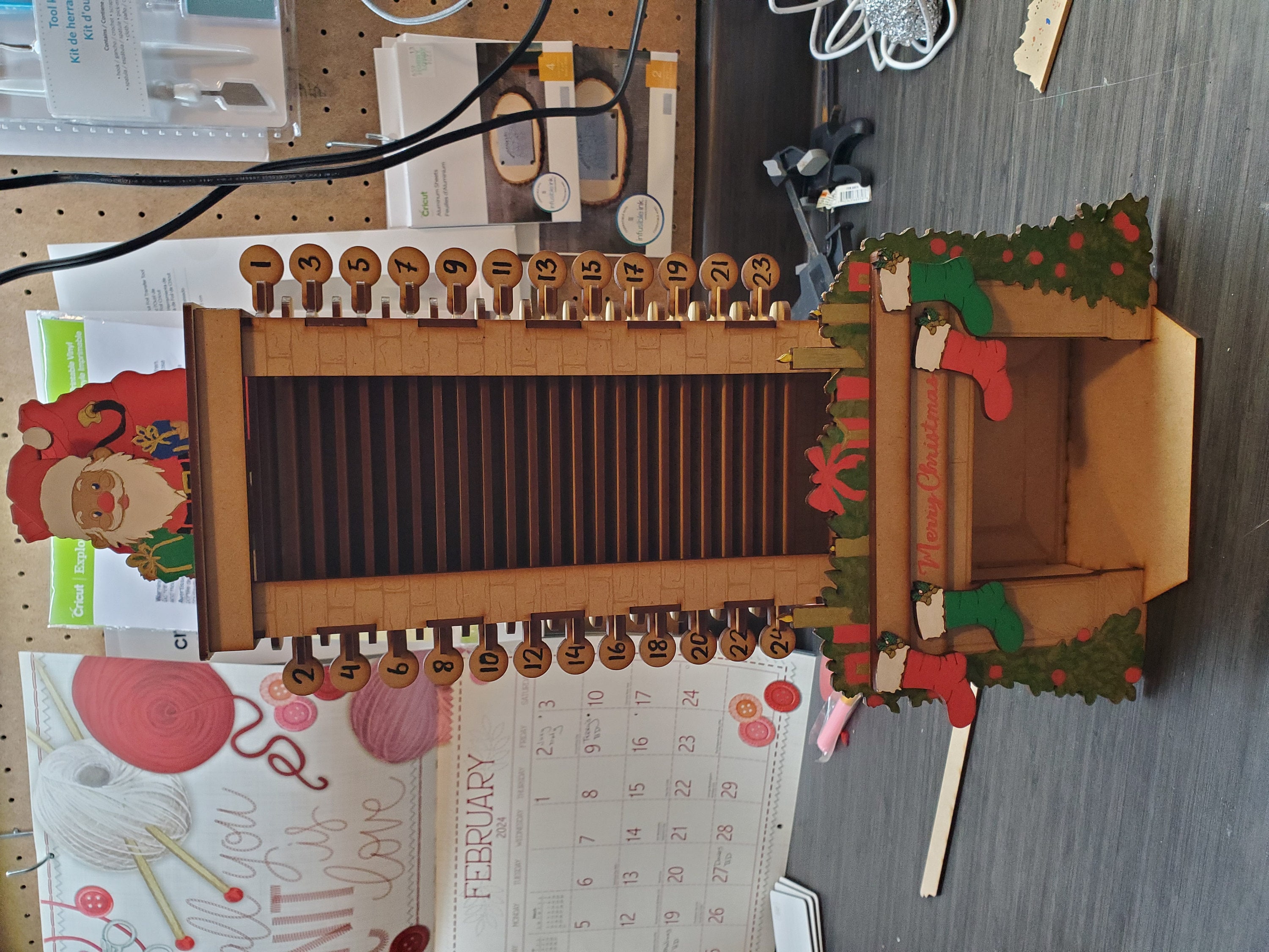 Santa in the Chimney, Christmas Advent Countdown Calendar, Laser Cutting