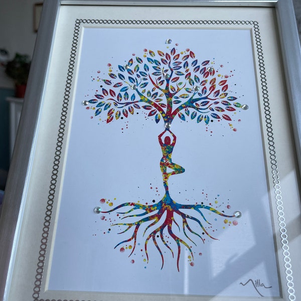 Yoga Tree Watercolor Print Relaxation Wall Art Tree of Life Wedding ...
