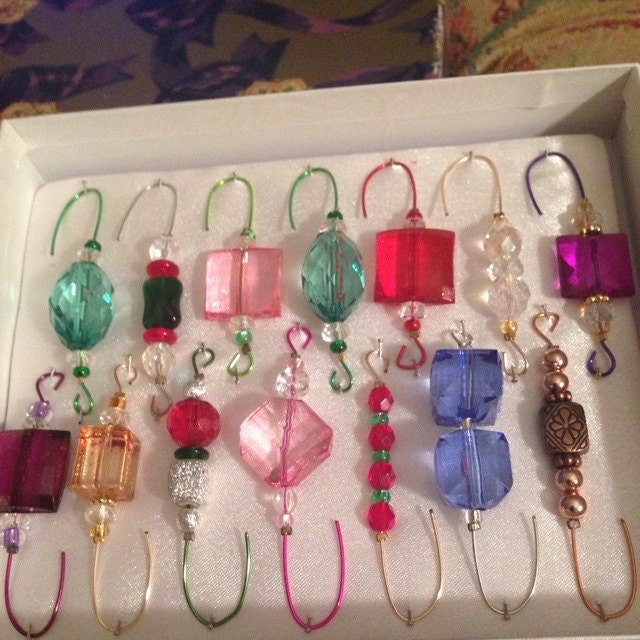 Christmas Ornament Hanger Hooks Red and Green Beads on Red | Etsy