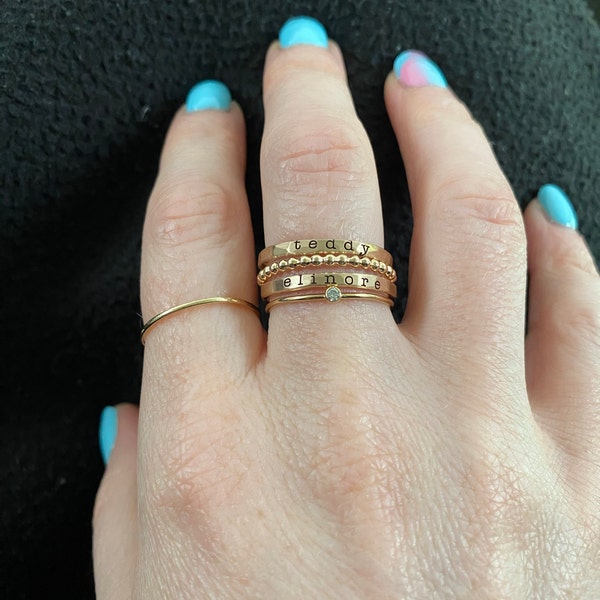 Personalized Stacking Name Rings | 14k Gold Filled, Rose, or Silver ...