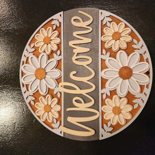 Welcome Flower Pattern Sign, Digital Download, SVG Laser Cut File ...