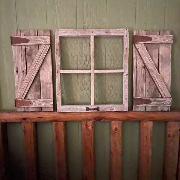 Rustic Little Window Frame With Shutters - Etsy