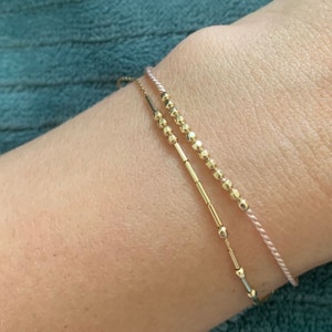 Gold or Silver Beaded Silk Bracelet or 