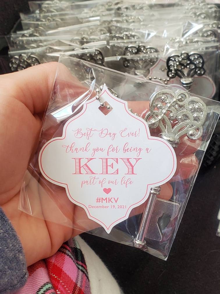 Skeleton Antique Key Bottle Opener AND Tags, Wedding Favors, Key Favor Tags, Wedding Tags, Antique Keys, Set of 24