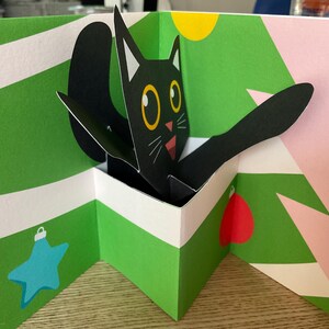Funny Cat Christmas Tree 3D Pop Up Card - Ireland
