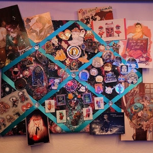 Navy Memory Board Dark Blue Pin Board Navy Fabric Ribbon Board Dark ...