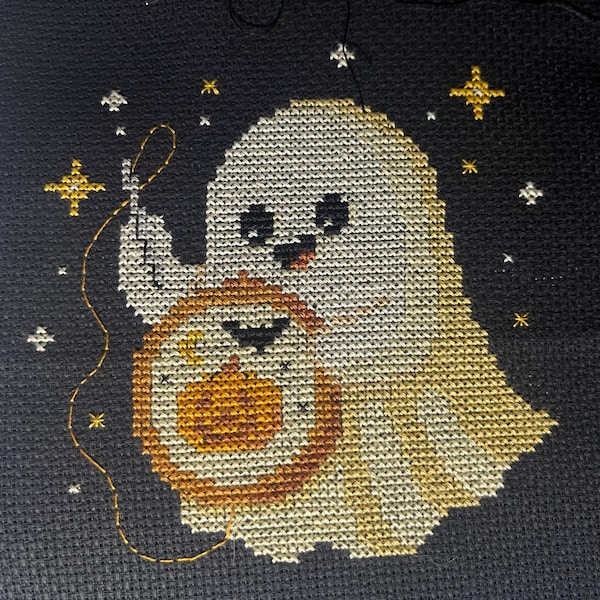 Tiny Halloween Cross Stitch Pattern Funny Ghost Embroidery Creepy Cute ...