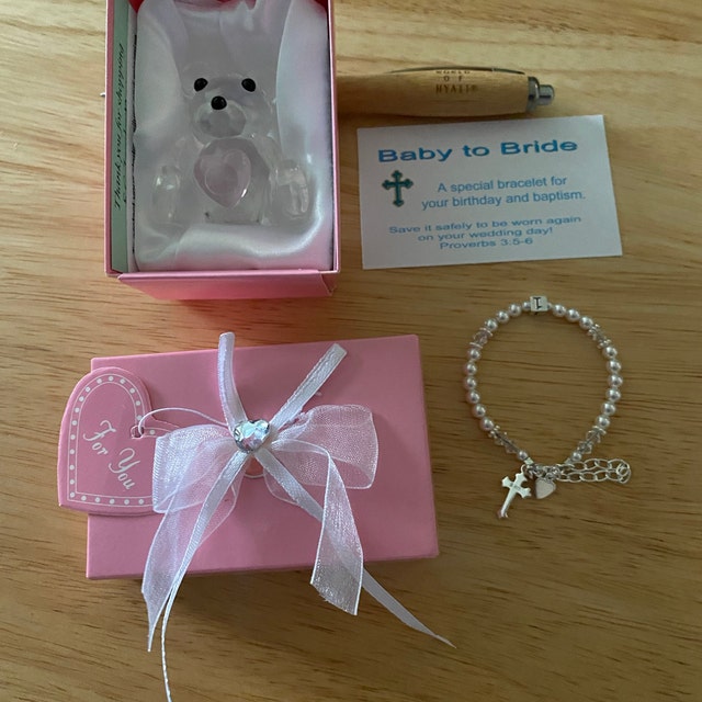 Pearl Bracelet For Baby Boy Infant Baptism Bracelet Baby Keepsake