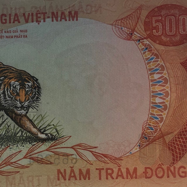 Iconic TIGER Note. Vietnam War Era South Vietnamese 500 Dong 