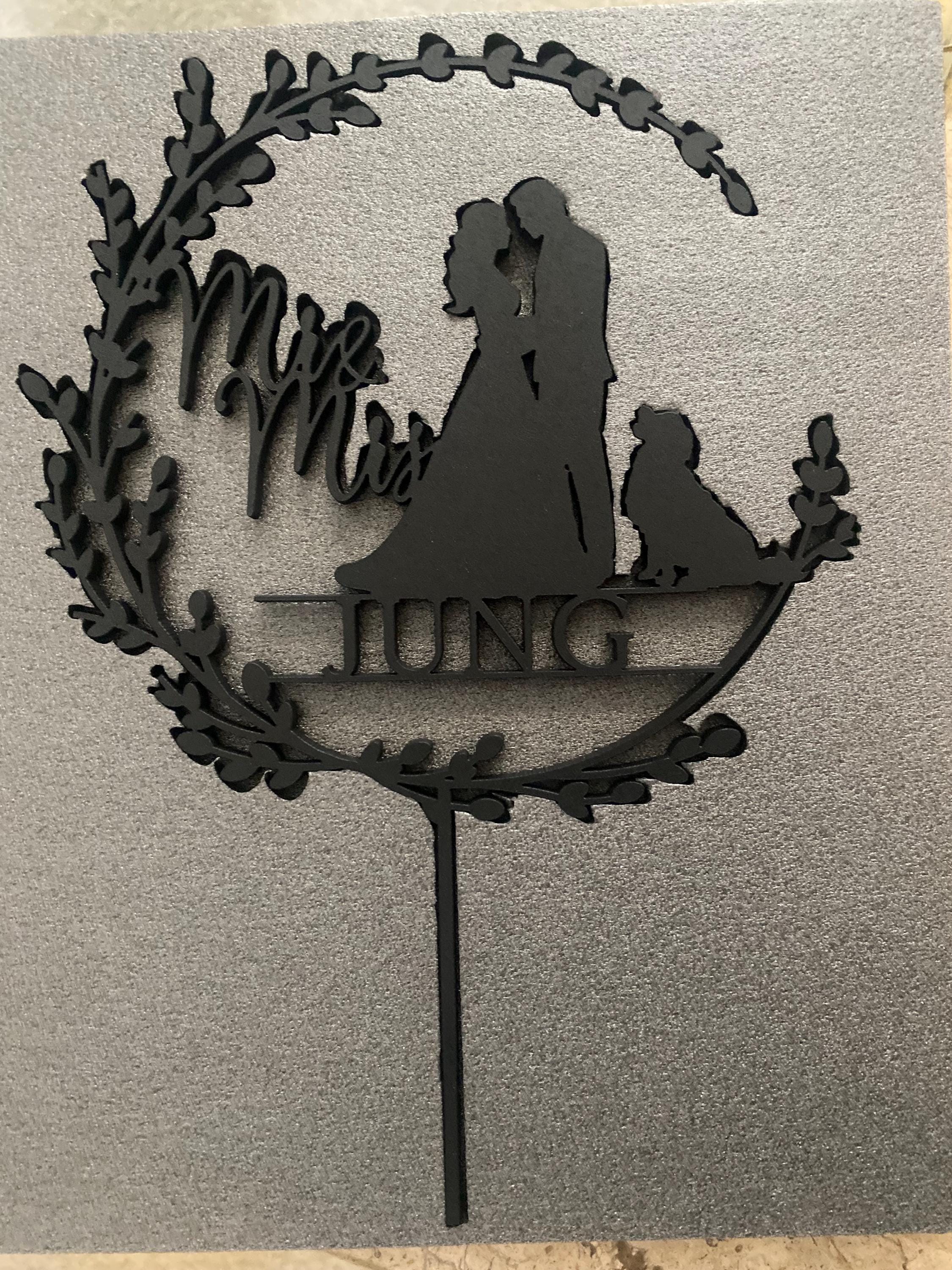 Dog Cake Topper for Wedding, Rustic Wedding Cake Topper with Dog, Bride Groom Cake Topper, Pet Silhouette Cake Topper, Cat Cake Topper