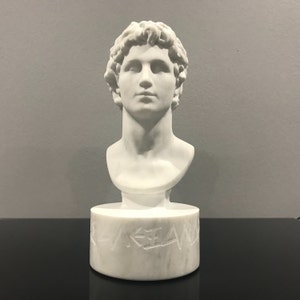 MARBLE bust of Alexander the great statue carved Greek marble artist sculpture