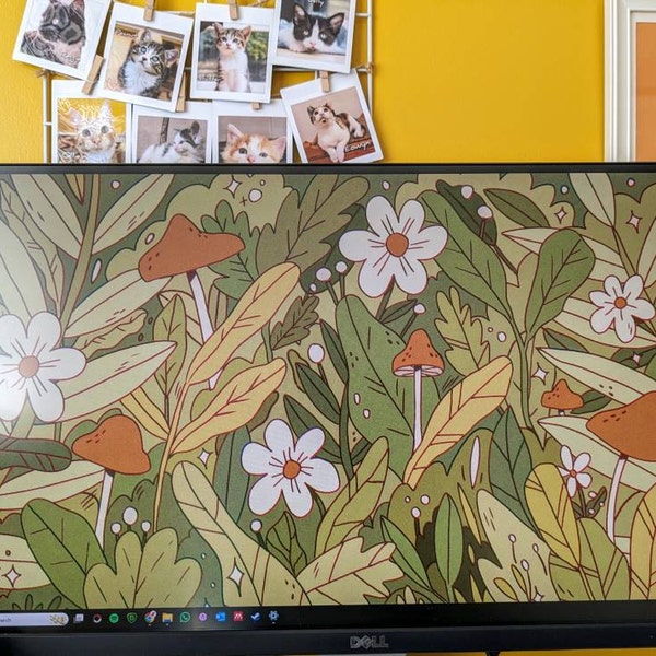 Cozy Floral Spring Desktop Wallpaper, Warm, Hygge, Cottagecore Digital
