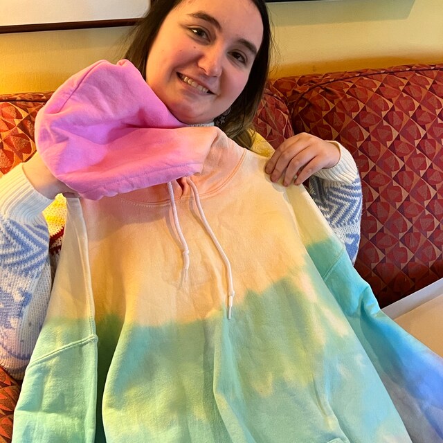 Pastel Pink Blue White Scrunch Tie Dye Hoodie Sweatshirt