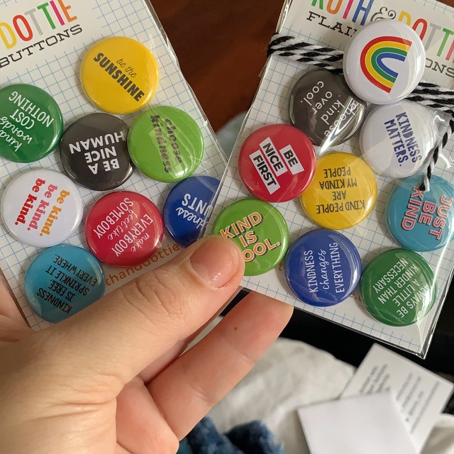 Positive Buttons Set of Pins For Backpacks Kindness Lapel Pins Be Kind  Button Gift Set 10 Pack 1 Inch 10P11-2A : Handmade Products 