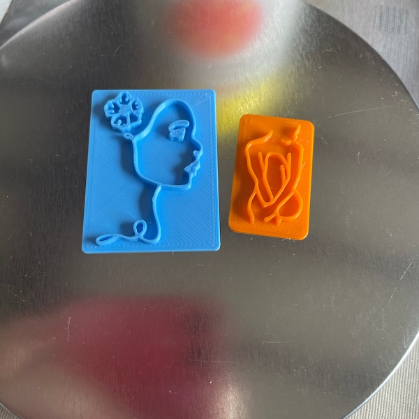 Female Body Embosser, Abstract Face Embosser, Line Art Embosser Stamp ...