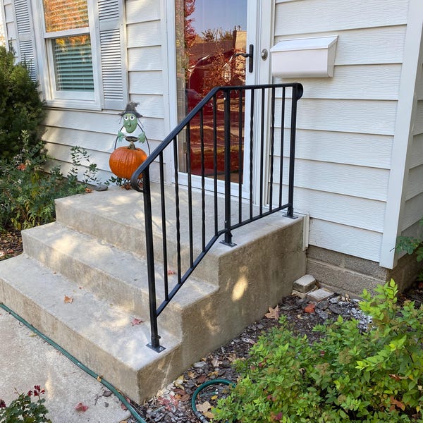 Railing for Steps, With 2 Step and a 2 Ft to 4 Ft. Landing Custom Made ...