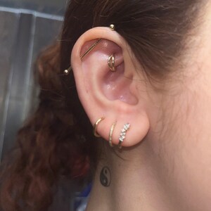 Anygolds 14K Real Solid Gold CZ Spike Drop Huggie Hoop Earring Piercing Jewelry - Mot47366-czy-1pcs Yellow Gold, Adult Unisex, Size: One Size