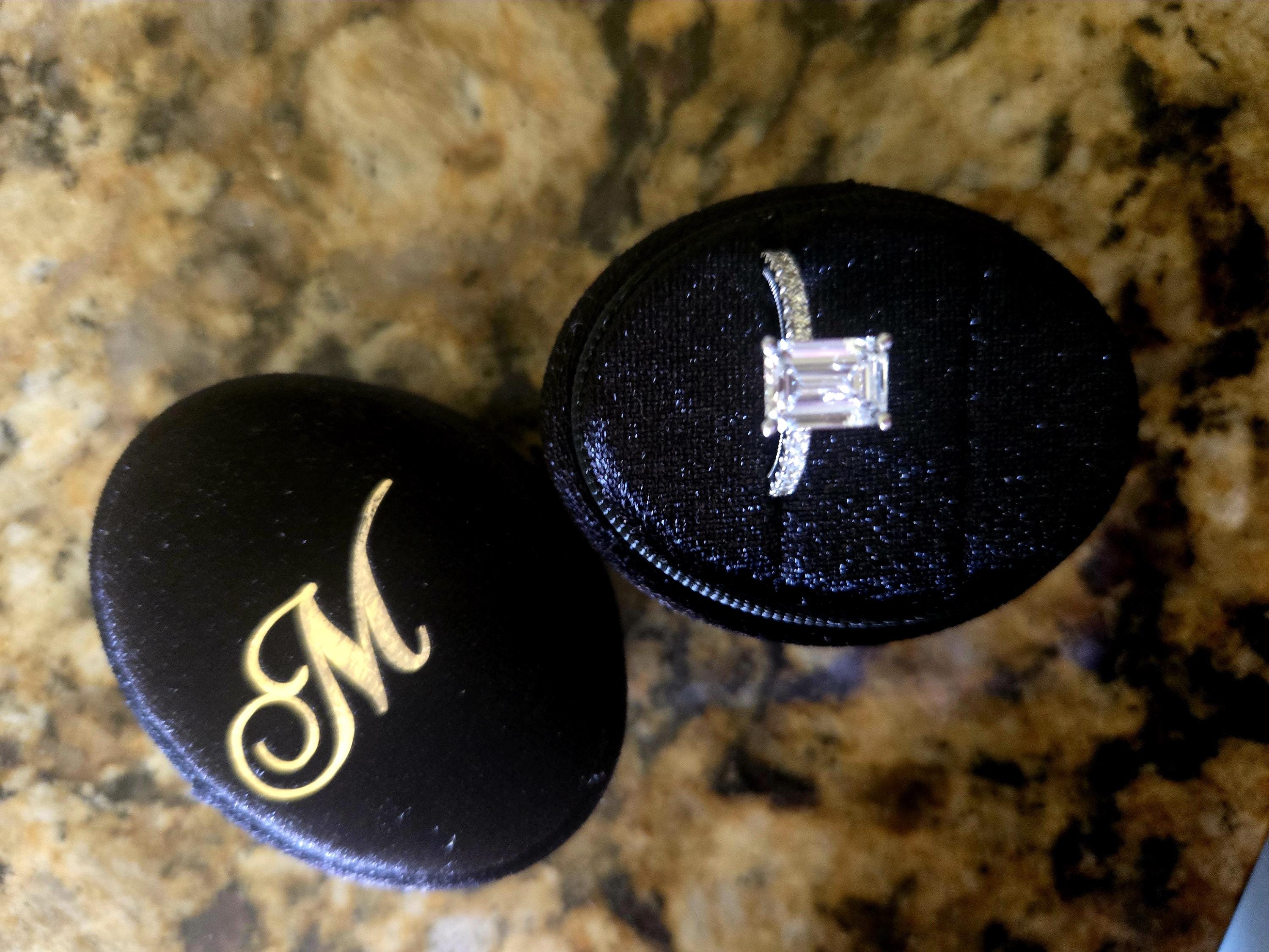 3 Slot Ring Box Wedding Velvet, 3 slot Custom Wedding Ring Box, Engagement, White, Triple Slot, Modern Ring Box, Custom Box Oval Triple