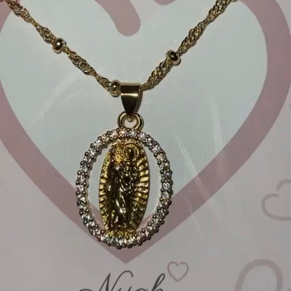 18k Gold Filled Saint Jude Necklace, San Judas Tadeo Necklace ...