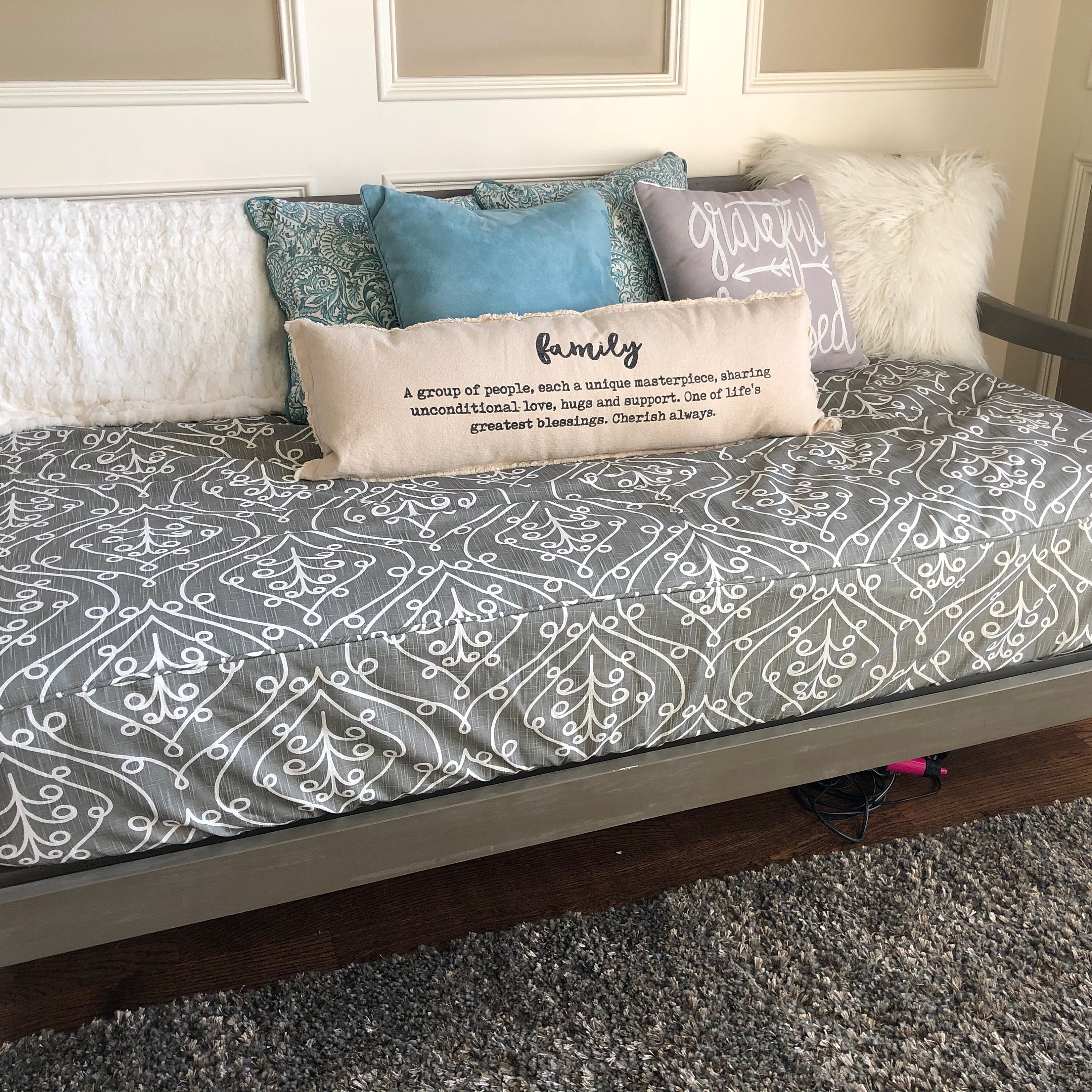 Fitted Daybed cover with CORDING/PIPING in twin, twin xl & full