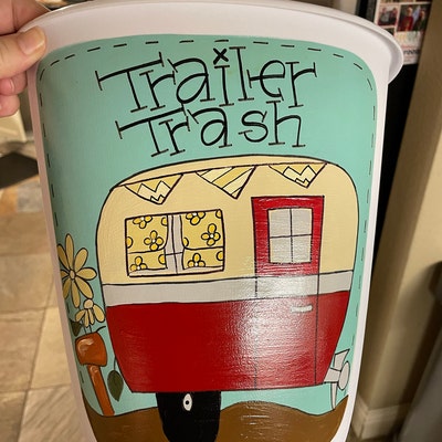 Trailer Trash Can, Small Trailer Trash Can, Camper Decor, Trailer Decor ...