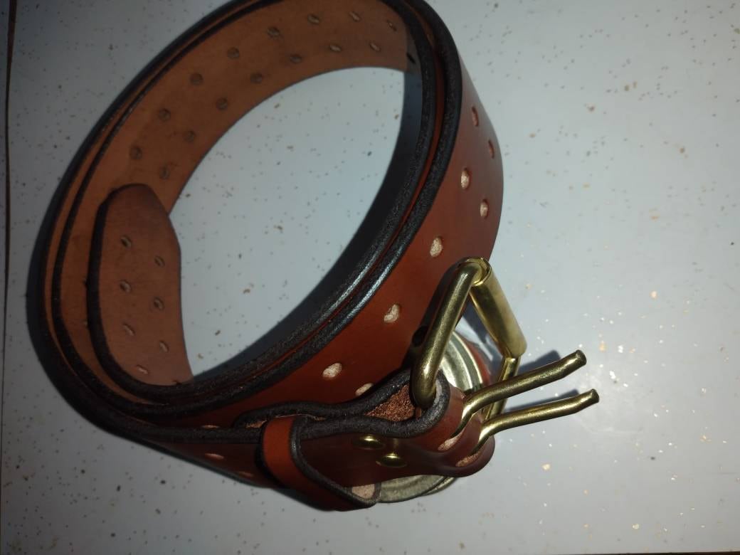 2&quot; Casual Amish Handmade Wickett & Craig Double Hole 12oz Real Bridle Leather Dress Work Belt for Gun Holster Strap-Made in Lancaster PA