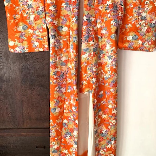 Japanese KIMONO Silk Kimono Gown Robe Vintage ,length 156cm 61.4inch - Etsy
