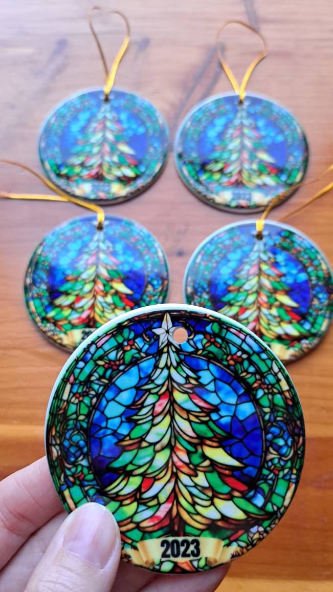Christmas Tree, 2024 Ornament, Christmas Ornaments, Christmas Decoration, Ceramic, Stained Glass-Look Ornament, Holiday Gift Idea, Custom