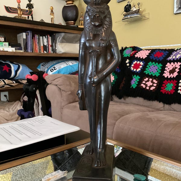 Statue of Goddess Sekhmet Black Standing Large Solid Heavy Ancient ...