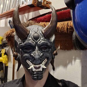 Grey Goblin Oni Mask / Wearable Oni Mask / Japanese Yokai Style