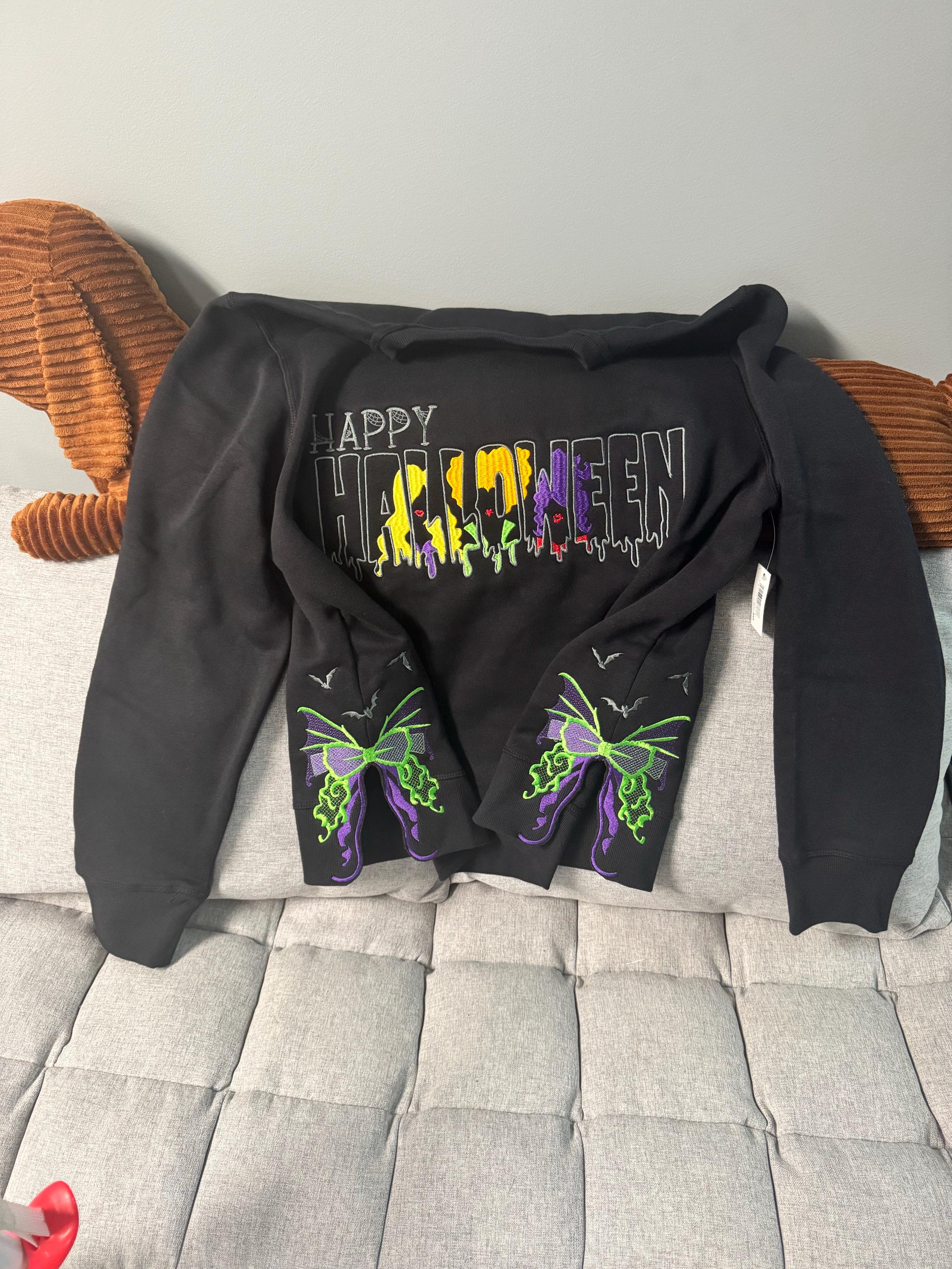 Customer project using Halloween Spooky Bow Split Side Seam Cutout embroidery design