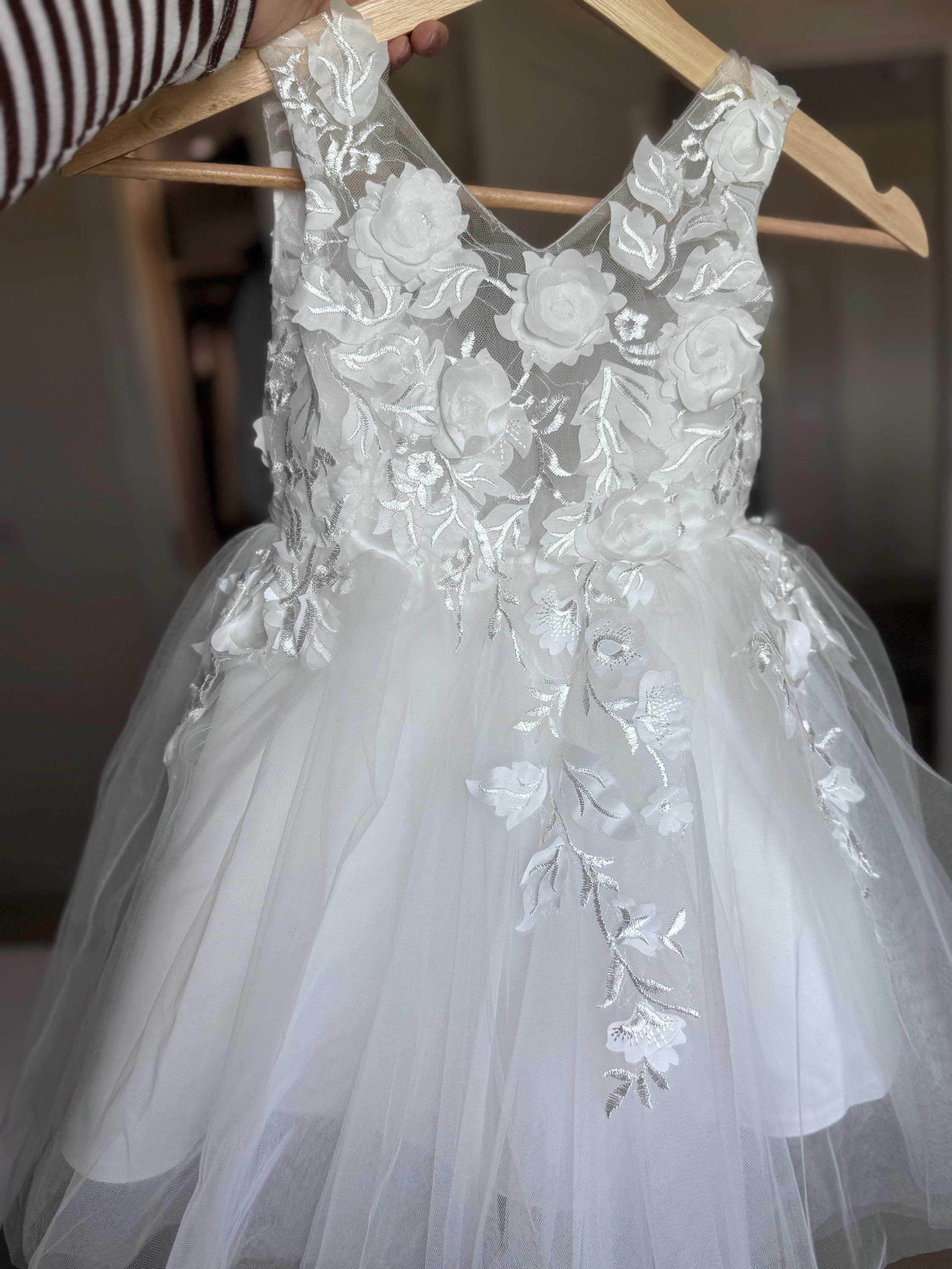 Ivory flower girl dress sheer back wedding dress bridesmaid dress kid dress No. 12