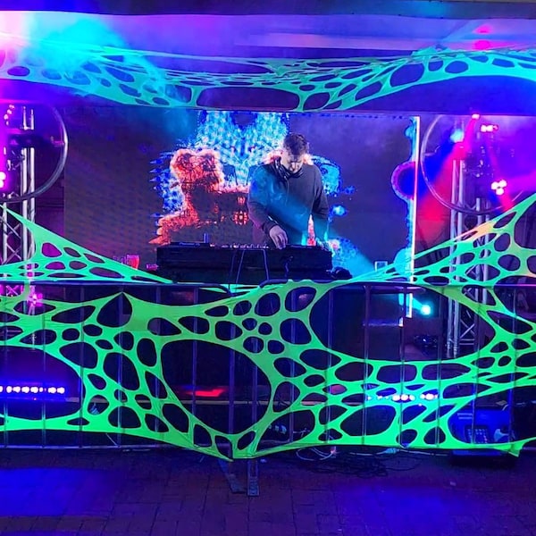 Rave Decoration Ceiling UV Green Event Decor, Trippy Ceiling Canopy, Psychedelic Wall Hanging ...