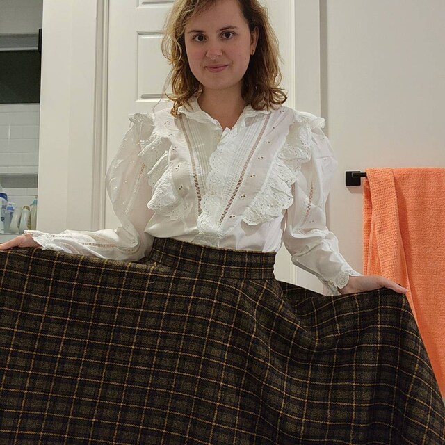 Midi Wool Plaid Skirt, Swing Wool Skirt, Wool Circle Skirt