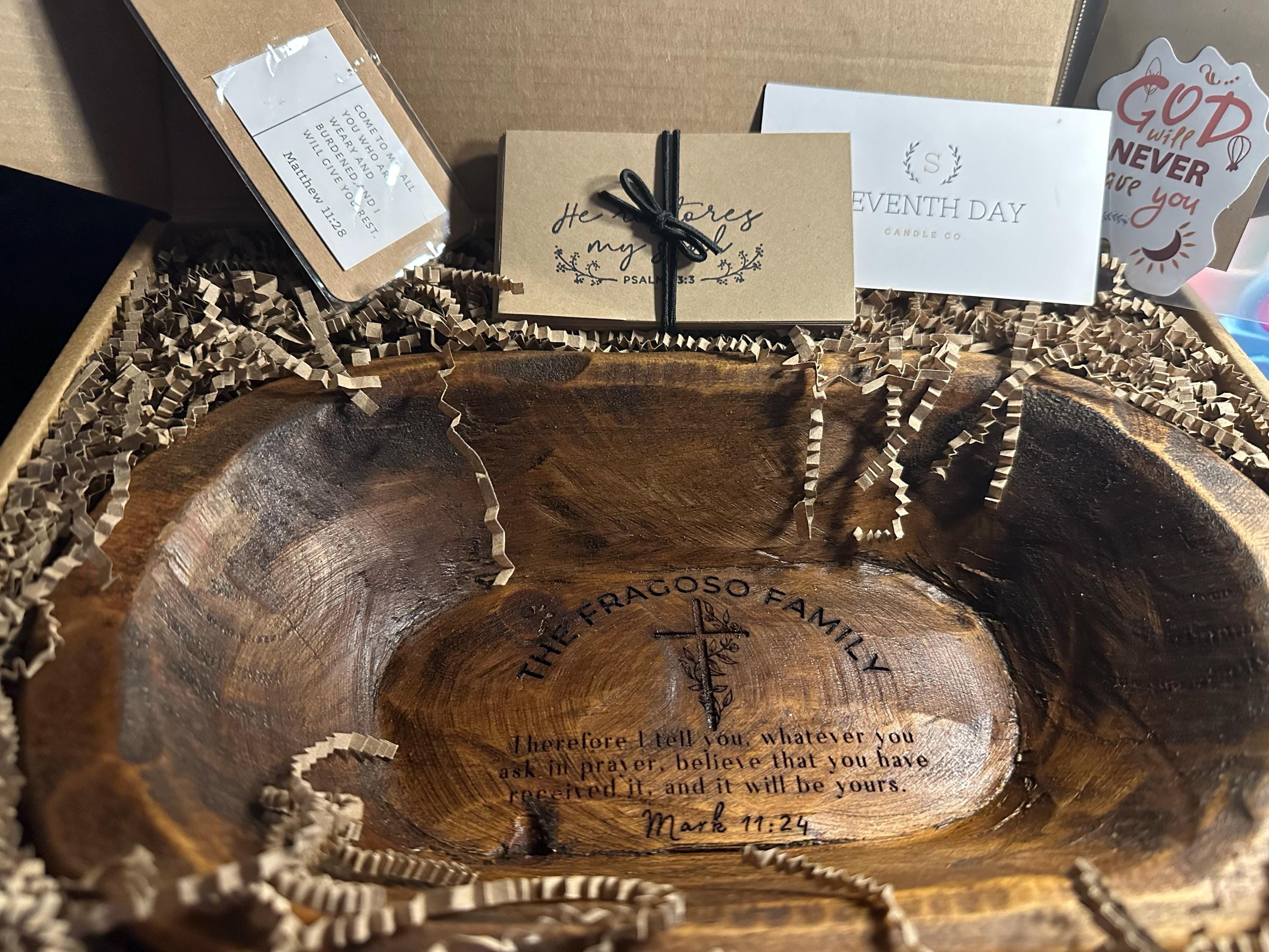 Mark 11 Personalized Small Prayer Bowl | Dough Bowl | wood prayer bowl | Custom Prayer Bowl | Rustic Catch All Tray | Personalized Gift