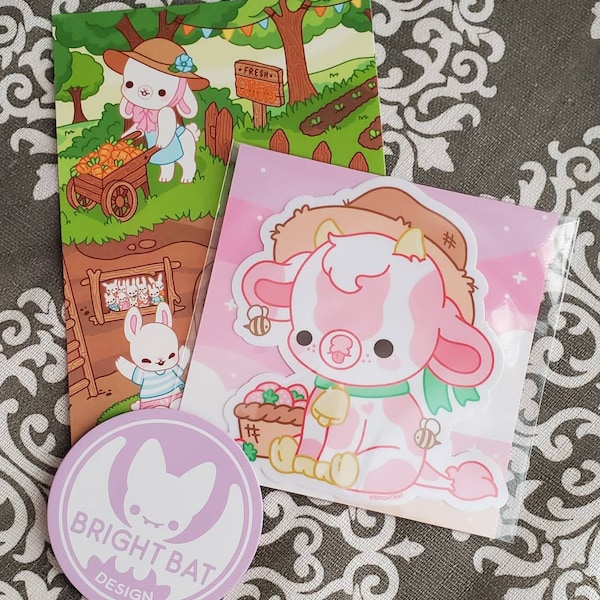 Shortcake the Strawberry Cow - Cute Kawaii Vinyl Sticker | Laptop ...