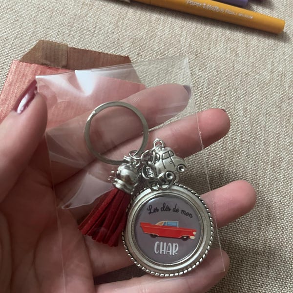 Porte-Clé de Trèfle Quatre Feuilles Coccinelle Keychain Motif Porte Bonheur Fortune Cadeau de Nouvel An pour Amis Famille