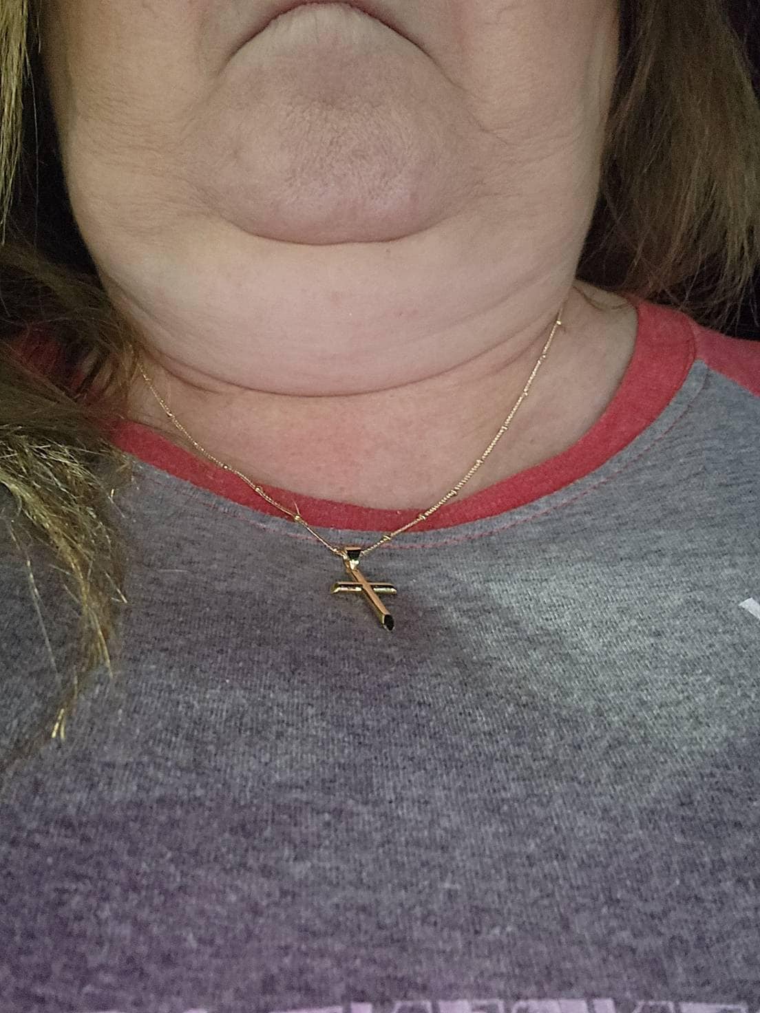 Gold Cross Necklace, Personalized Initial, Hand Stamp Disc, Religious Pendant, Gold Filled Cross Necklace, Birthday Gift, Christmas Gift