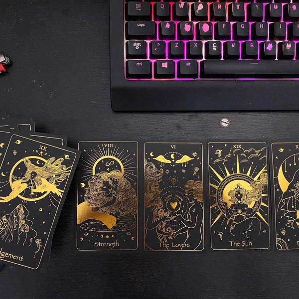Black Tarot Deck With Downloadable Guide Book - 78 Tarot Cards - Black ...