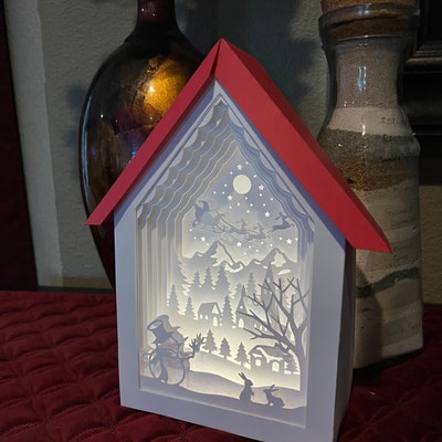 Christmas Gnome 3D Shadow Box Paper Cutting Templates Papercut - Etsy