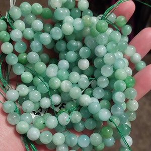 Natural Green Jadeite Jade Smooth Round Beads 4mm 6mm 8mm 10mm 12mm 15. ...